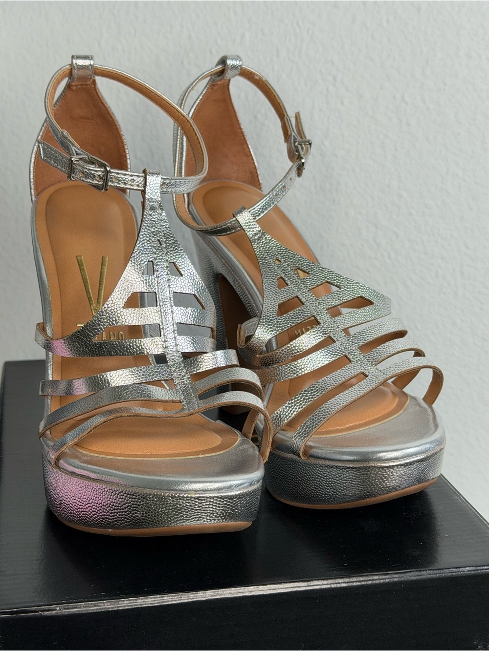 Vizzano Silver Metallic Platform Heels | Size 6